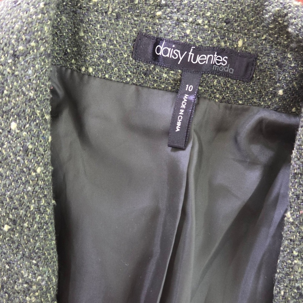 Daisy Fuentes Wool Tweed Blazer 3/4 Sleeve Tailored Workwear Classic Womens 10 - Picture 6 of 8